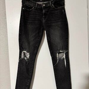 women's black distressed skinny jeans